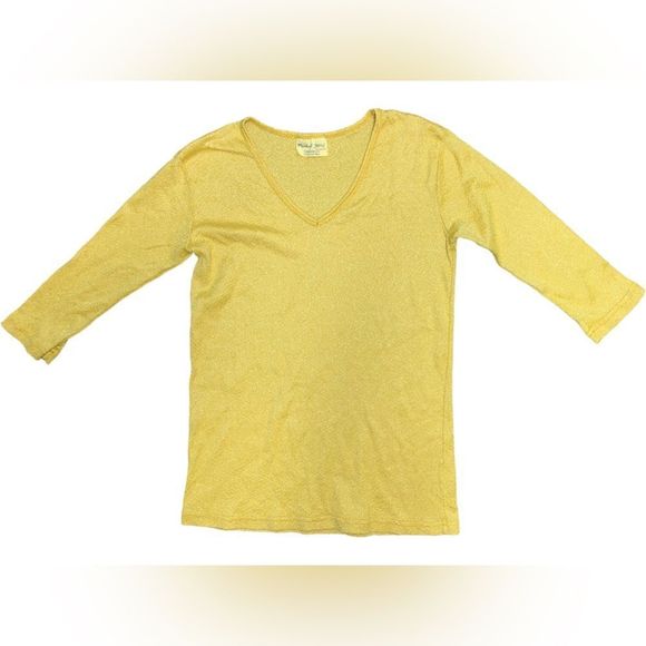 Michael Stars Tops - Michael Stars, Yellow/Gold Shirt, Shiny/Sparkle, One Size, 3/4 Sleeve, Used